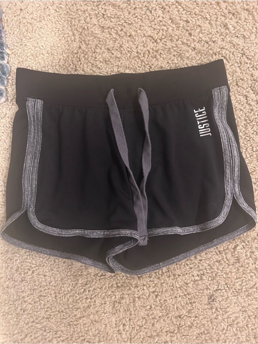 Justice Black Athletic Shorts with Gray Trim